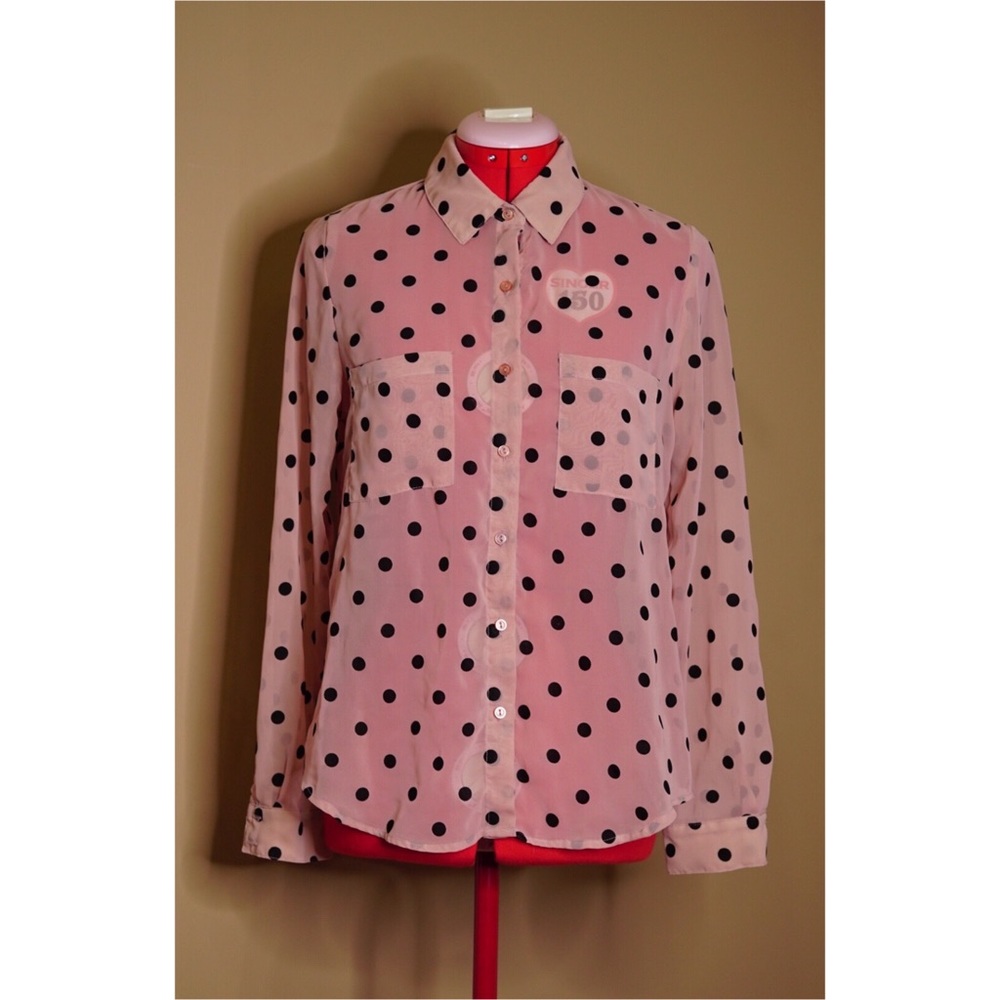 Chiffon Polka Dot Button-Up - image 1